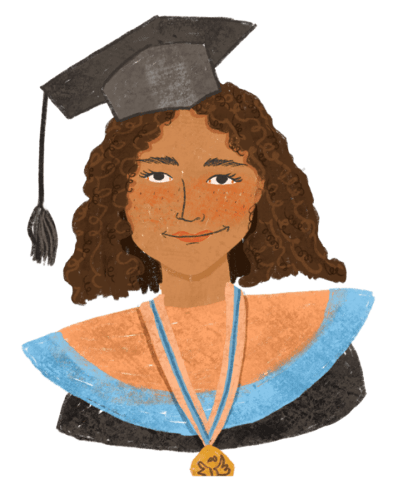 Ilustrasi mahasiswa dengan toga